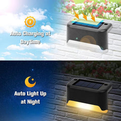 8 Pack Solar Stair Lights - Waterproof & Light Control