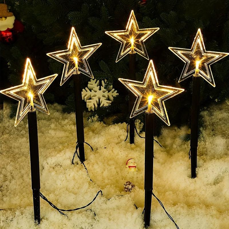 5-in-1 Solar Pentagram Lawn Light LED Night Lamp