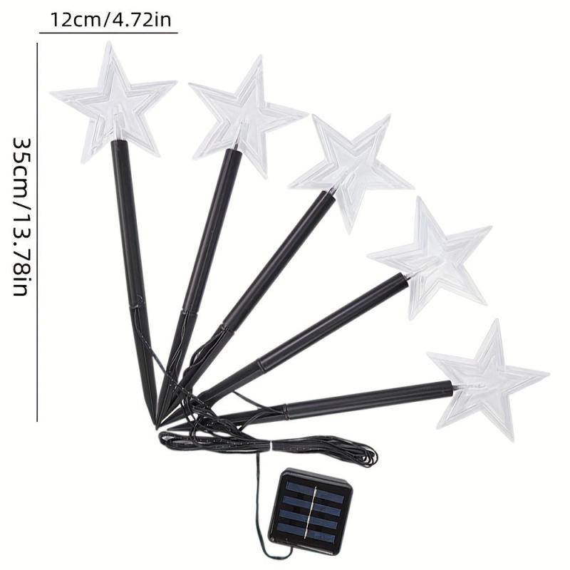 5-in-1 Solar Pentagram Lawn Light LED Night Lamp