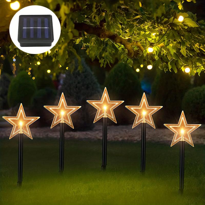 5-in-1 Solar Pentagram Lawn Light LED Night Lamp