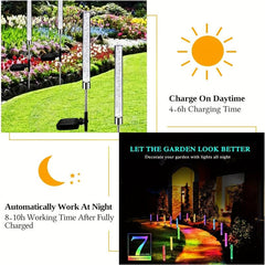 2pcs Solar Garden Stake Lights Outdoor RGB Solar Path Garden Stake Light