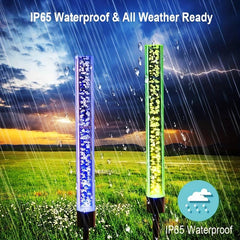 2pcs Solar Garden Stake Lights Outdoor RGB Solar Path Garden Stake Light