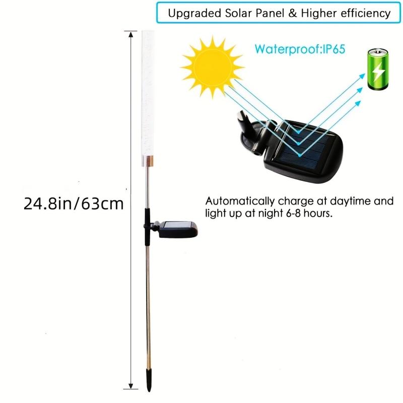 2pcs Solar Garden Stake Lights Outdoor RGB Solar Path Garden Stake Light