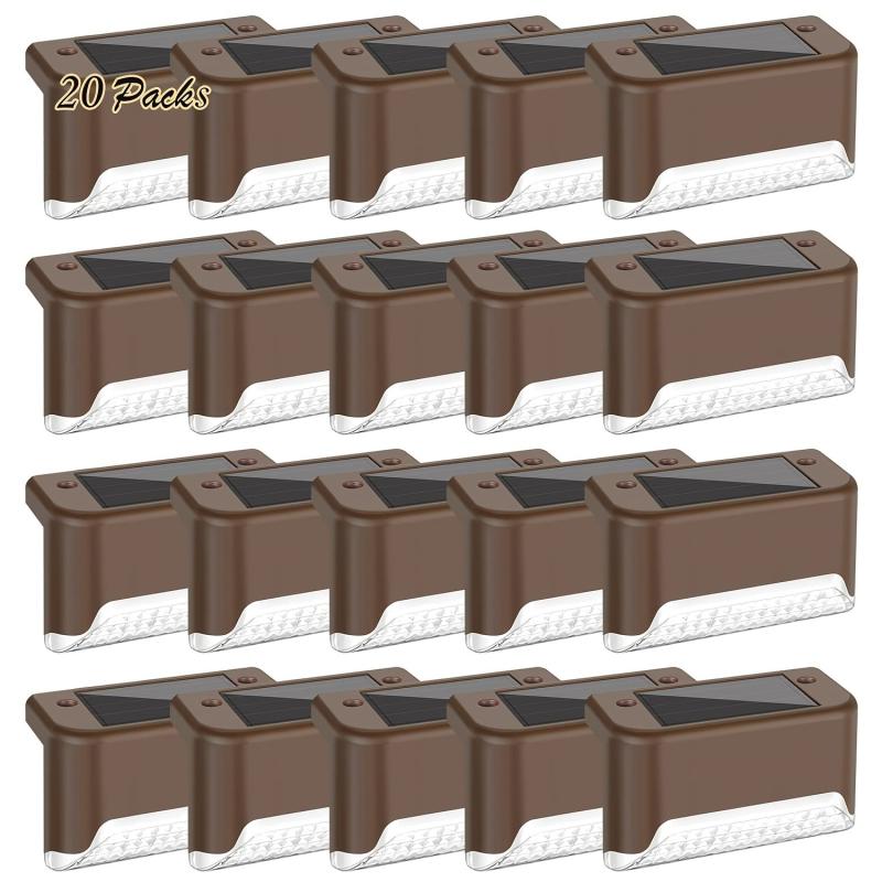 20 Pack Solar Deck Lights Waterproof LED Outdoor Fence Lighting Bronze Finish