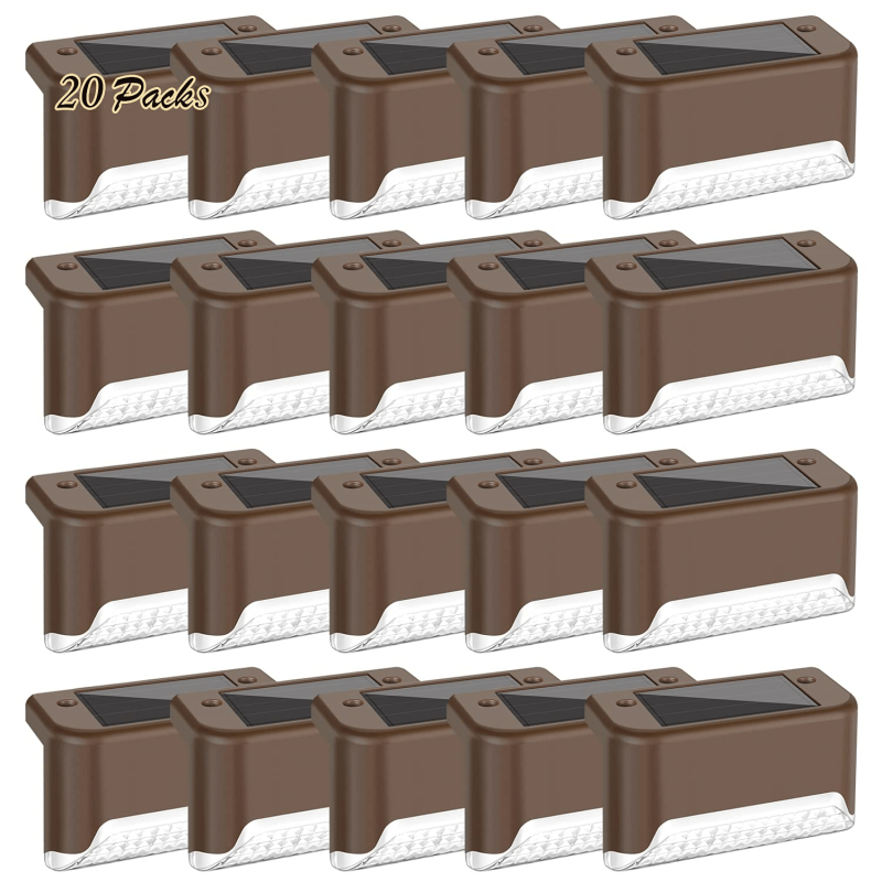 20 Pack Solar Deck Lights Waterproof LED Outdoor Fence Lighting Bronze Finish