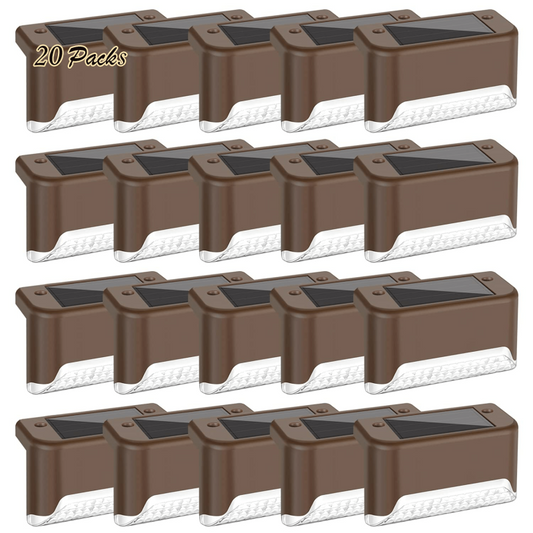 20 Pack Solar Deck Lights Waterproof LED Outdoor Fence Lighting Bronze Finish