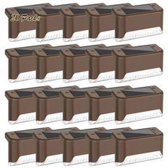 20 Pack Solar Deck Lights Waterproof LED Outdoor Fence Lighting Bronze Finish