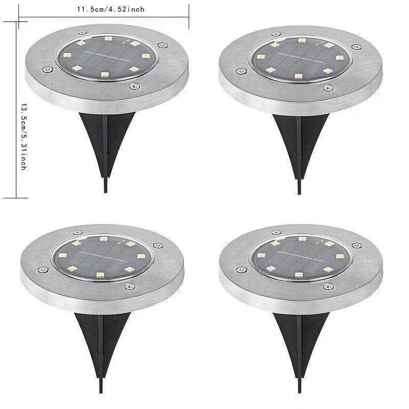 4pcs 8LED Solar Outdoor Ground Lamp for Landscape Walkway Yard