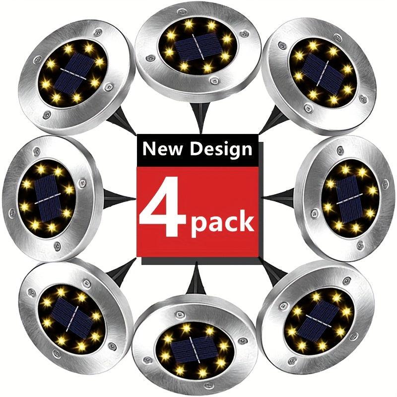 4pcs 8LED Solar Outdoor Ground Lamp for Landscape Walkway Yard