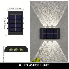 Solar Wall Lamp 6LED Outdoor Courtyard Wall Lamp Garden Decor Fence Wall Lamp