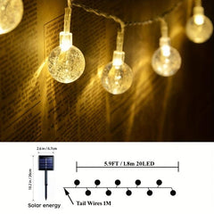 200LED Bubbles Crystal Globe Solar String Lights Waterproof Solar Outdoor Lights