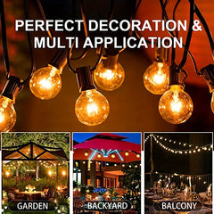 26ft G40 Outdoor Light String 25 Bulbs Waterproof Decorative Lights