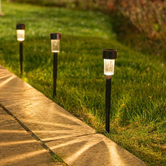 10pcs Solar Stainless Steel Mini Lawn Lamp - Outdoor Garden Lighting