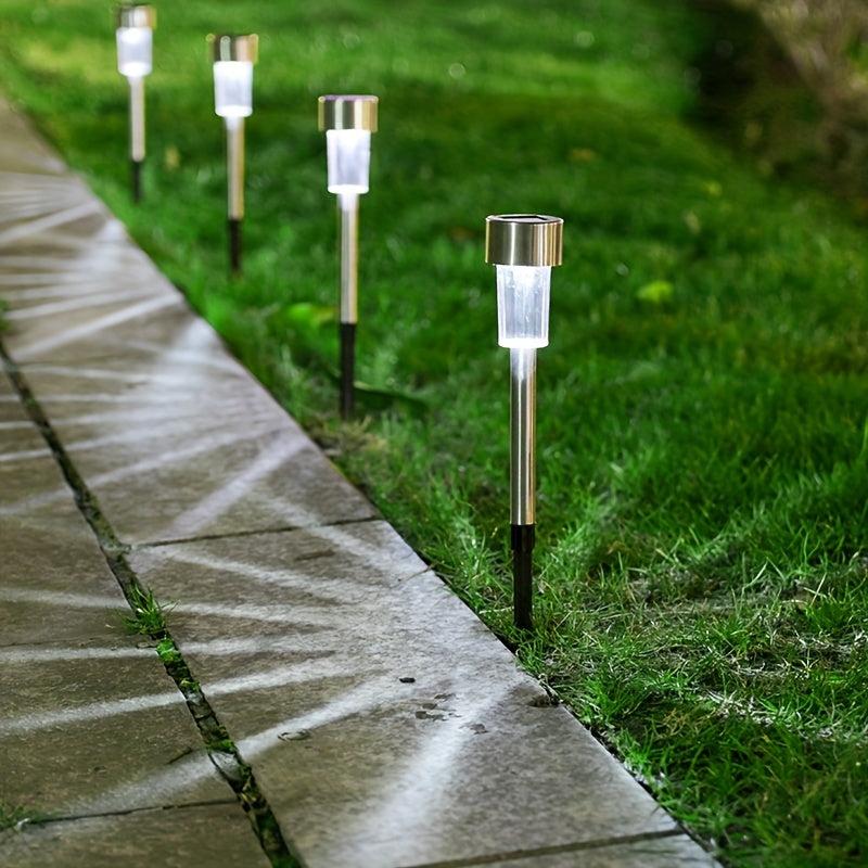 10pcs Solar Stainless Steel Mini Lawn Lamp - Outdoor Garden Lighting