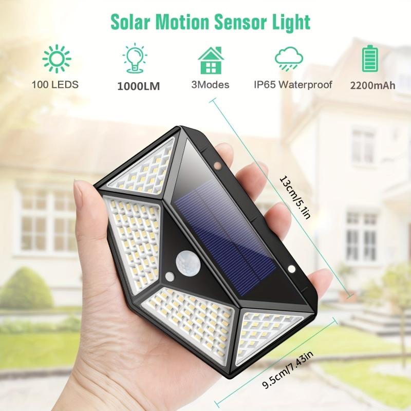 100LED Solar Wall Lamp Three sided Outdoor Lighting