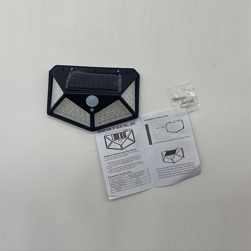 100LED Solar Wall Lamp Three sided Outdoor Lighting
