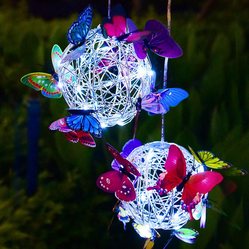 Solar Butterfly Ball Light Outdoor Hanging Yard Garden Decoration