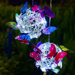 Solar Butterfly Ball Light Outdoor Hanging Yard Garden Decoration