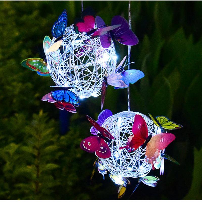 Solar Butterfly Ball Light Outdoor Hanging Yard Garden Decoration
