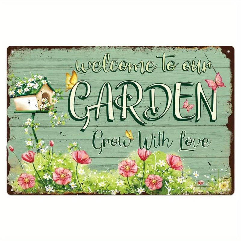Vintage Art Sign: Garden Is My Happy Place
