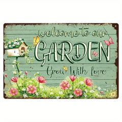 Vintage Art Sign: Garden Is My Happy Place
