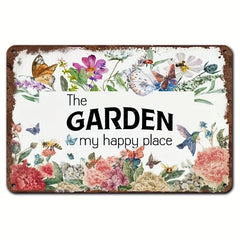 Vintage Art Sign: Garden Is My Happy Place