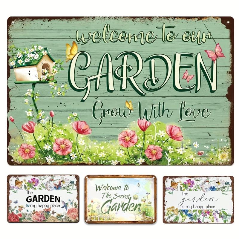 Vintage Art Sign: Garden Is My Happy Place