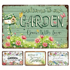 Vintage Art Sign: Garden Is My Happy Place