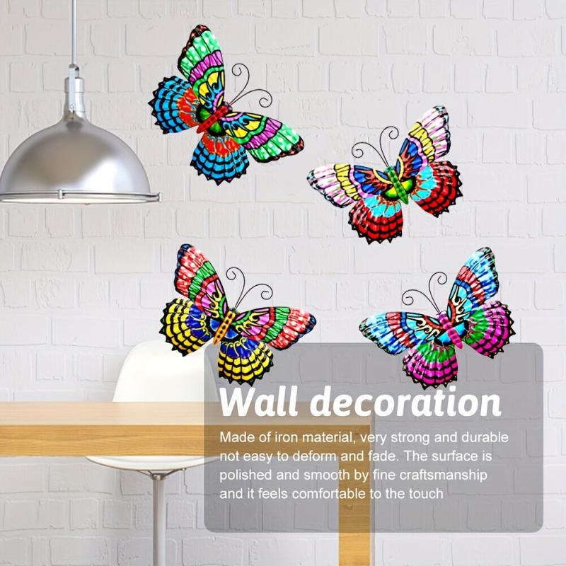 4pcs 3D Metal Butterfly Wall Decor 7.5'' Home Garden Bedroom Wedding Party Decor