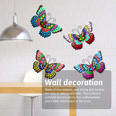 4pcs 3D Metal Butterfly Wall Decor 7.5'' Home Garden Bedroom Wedding Party Decor