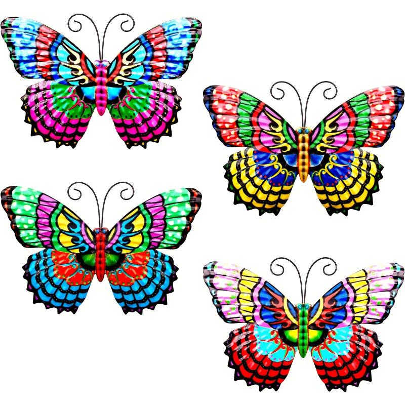 4pcs 3D Metal Butterfly Wall Decor 7.5'' Home Garden Bedroom Wedding Party Decor