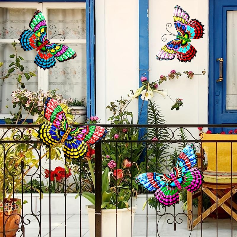 4pcs 3D Metal Butterfly Wall Decor 7.5'' Home Garden Bedroom Wedding Party Decor