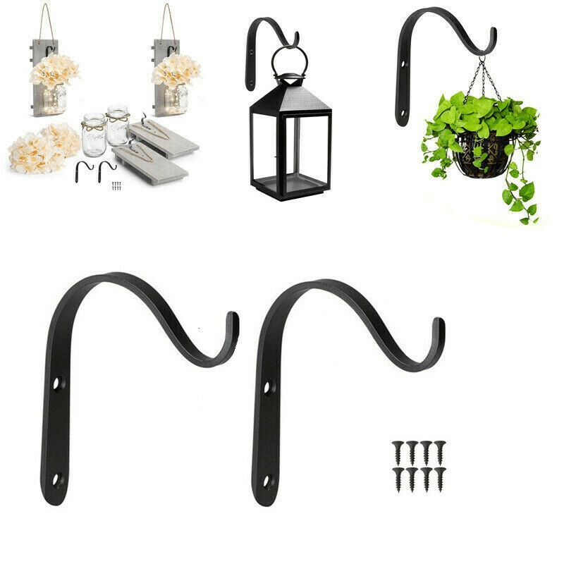 3pcs Hanging Baskets Brackets Hooks Outdoor Garden Plant Hanger Wall Bracket