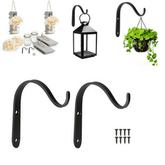 3pcs Hanging Baskets Brackets Hooks Outdoor Garden Plant Hanger Wall Bracket