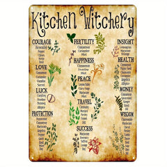 Medicinal Herbs Witches Magic Knowledge Kitchen Blessing Metal Sign