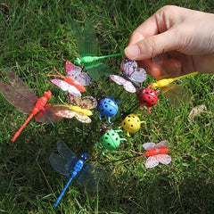 12pcs Butterfly Dragonfly Ladybug Garden Stakes Decor