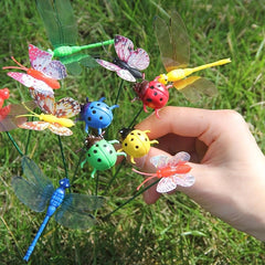 12pcs Butterfly Dragonfly Ladybug Garden Stakes Decor