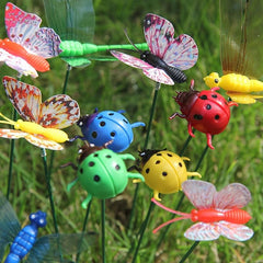 12pcs Butterfly Dragonfly Ladybug Garden Stakes Decor