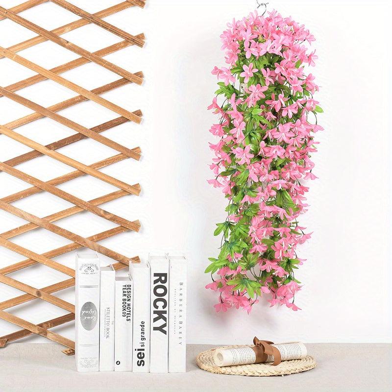 2pcs Artificial Hanging Violet Flowers In Basket For Patio Garden Decor