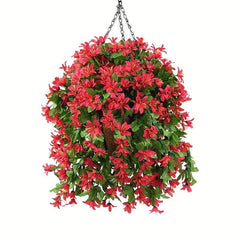 2pcs Artificial Hanging Violet Flowers In Basket For Patio Garden Decor