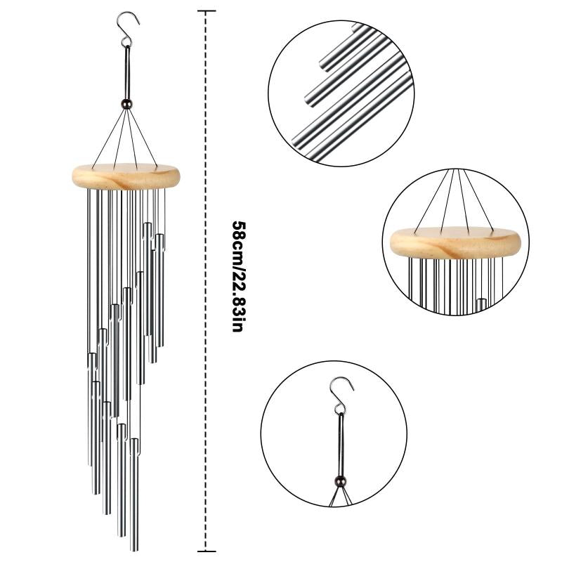 Metal Tubes Wind Chimes Outdoor Garden with 12 Tubes