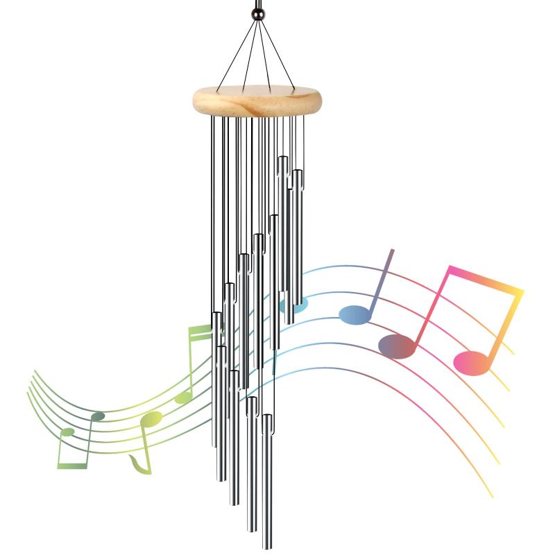 Metal Tubes Wind Chimes Outdoor Garden with 12 Tubes