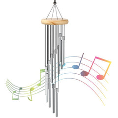 Metal Tubes Wind Chimes Outdoor Garden with 12 Tubes