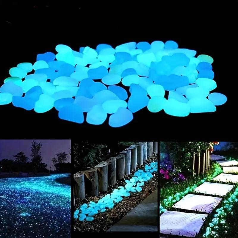 100pcs Glow in the Dark Pebbles for Garden Aquarium Decoration