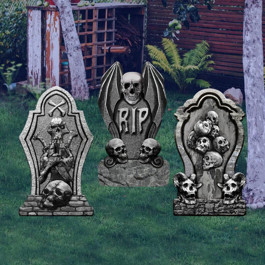 3pcs Halloween Skull Tombstone Courtyard Insert