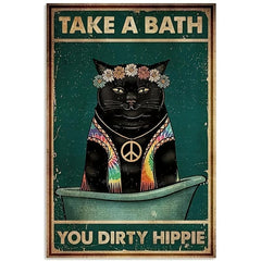 Funny Cat Metal Tin Sign Retro Art Wall Decor