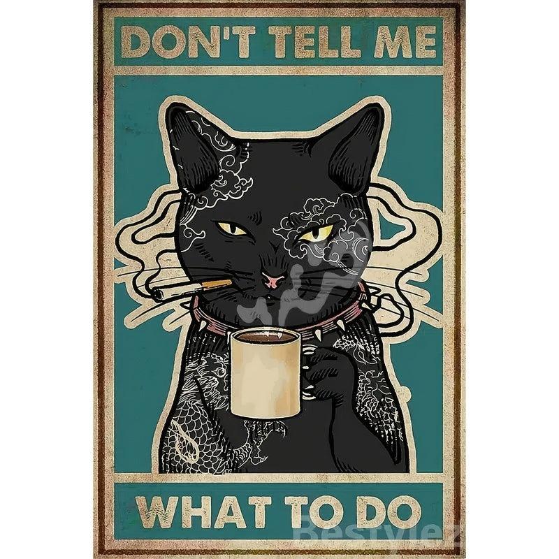 Funny Cat Metal Tin Sign Retro Art Wall Decor