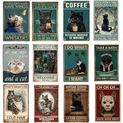 Funny Cat Metal Tin Sign Retro Art Wall Decor
