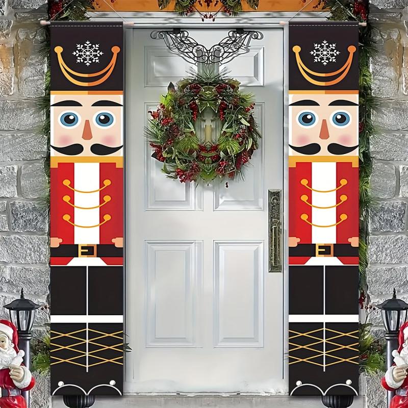 Christmas Banner Decor Porch Sign Happy Year Signs For Home Front Door Fireplace