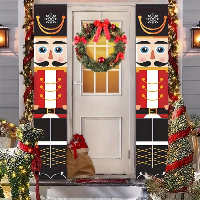 Christmas Banner Decor Porch Sign Happy Year Signs For Home Front Door Fireplace